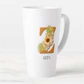 Letter Z Sunflower Floral Monogram met naam Latte Mok (Rechterhoek)