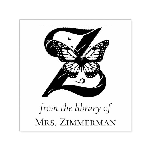 Letter Z vlindermonogram uit de bibliotheek van Zelfinktende Stempel (Design)