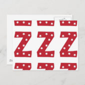 Letter Z - White Stars on Dark Red Briefkaart (Voorkant / Achterkant)