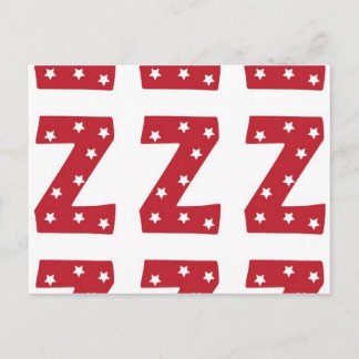 Letter Z - White Stars on Dark Red Briefkaart