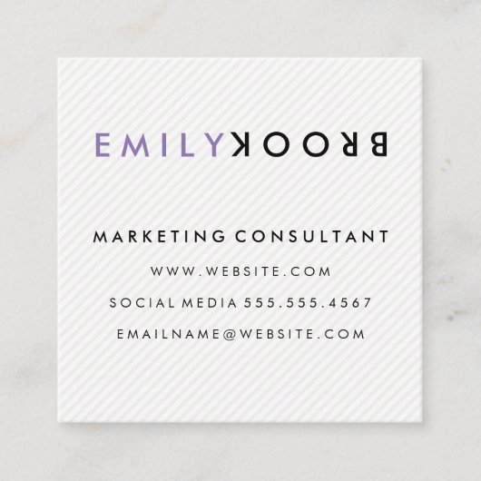 Letteraanstrepen | Modern Vierkante Visitekaartje (Voorkant)