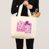 letterblokken roze paars grote tote bag (Voorkant (product))