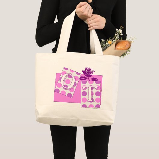 letterblokken roze paars grote tote bag (Voorkant (product))