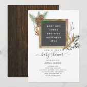 Letterboard Woodland Antlers Baby shower Kaart (Voorkant / Achterkant)