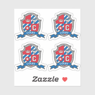 Lettercode C aangepaste naam Colby wolf dog messgh Sticker