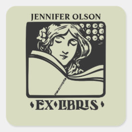  letterdruk deco boekenplaat ex-libris vierkante sticker
