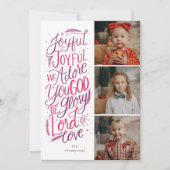 Lettered Berry Holiday Fotokaart Roze Paarse Feestdagenkaart (Voorkant)