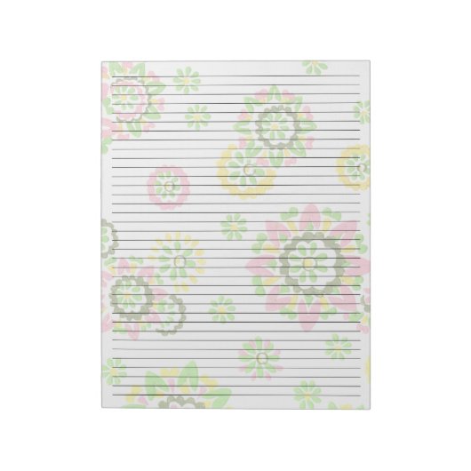 Lettergrootte 8,5 x 11 college Ruled Retro Floral Notitieblok (Linkerzijde)