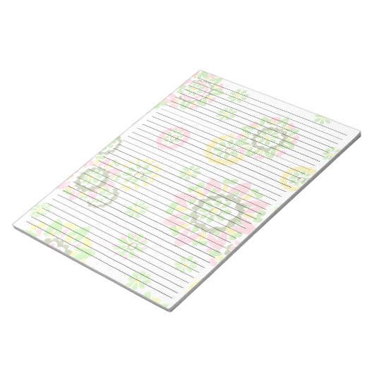 Lettergrootte 8,5 x 11 college Ruled Retro Floral Notitieblok (Schuin)