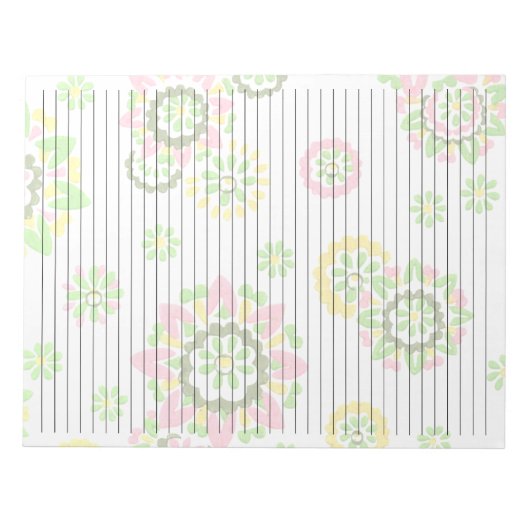 Lettergrootte 8,5 x 11 college Ruled Retro Floral Notitieblok (Voorkant)