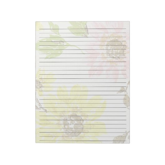 Lettergrootte 8,5 x 11 gele, roze, met brede regel notitieblok (Linkerzijde)