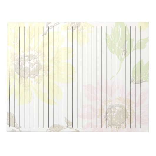 Lettergrootte 8,5 x 11 gele, roze, met brede regel notitieblok (Voorkant)