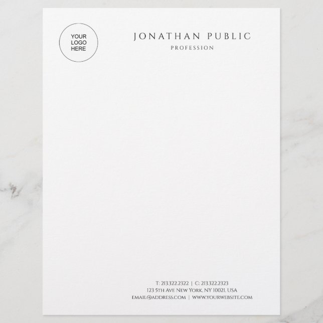 Letterhead Black en White Modern minimalist Briefhoofd (Voorkant)