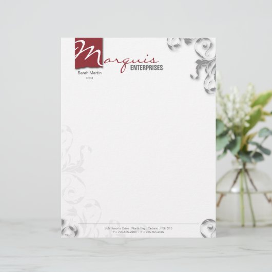 Letterhead Briefpapier - Corporate CEO Monogram Re Persoonlijk Briefhoofd (Staand voorkant)