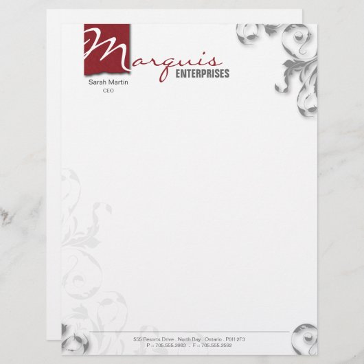 Letterhead Briefpapier - Corporate CEO Monogram Re Persoonlijk Briefhoofd (Voorkant / Achterkant)