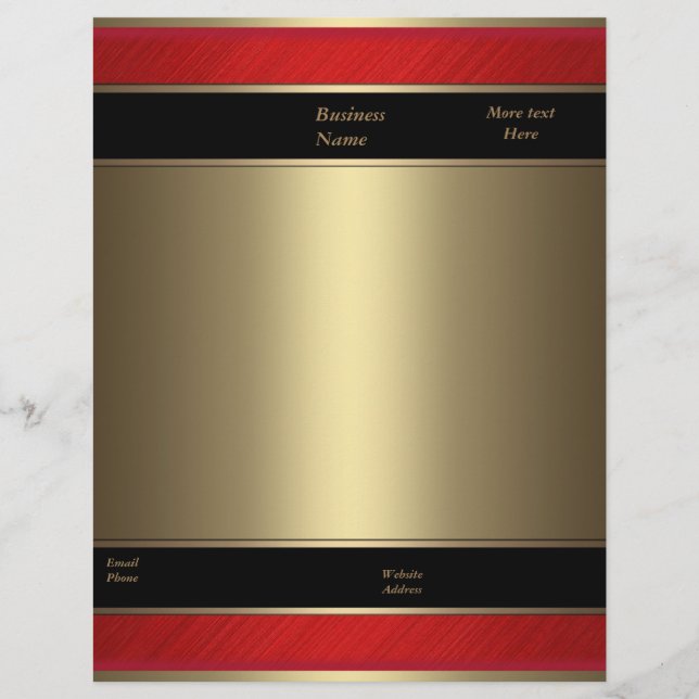 Letterhead Business Red Metal Bronze Gold Custom Briefhoofd (Voorkant)