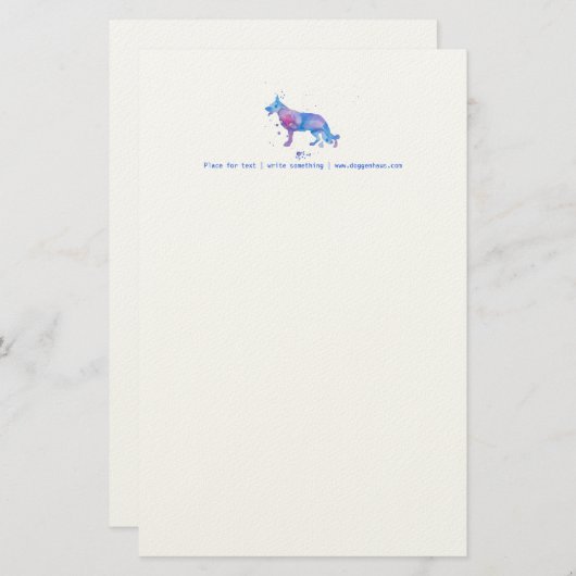 Letterhead Cool Waterverf German Shepherd Dog Briefpapier (Voorkant / Achterkant)