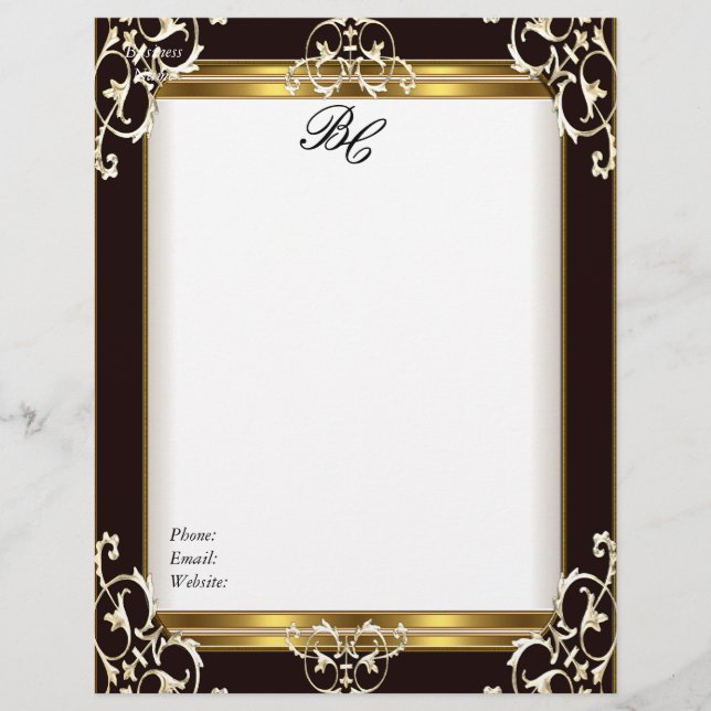 Letterhead Elegant zwart goud zwart wit elite Gepersonaliseerd Briefhoofd (Voorkant)