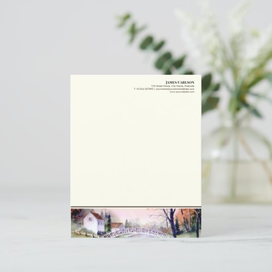 Letterhead Gebogen Brug Waterverf Schilderen (Staand voorkant)
