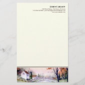 Letterhead Gebogen Brug Waterverf Schilderen Briefpapier (Voorkant)