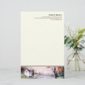 Letterhead Gebogen Brug Waterverf Schilderen Briefpapier (Staand voorkant)