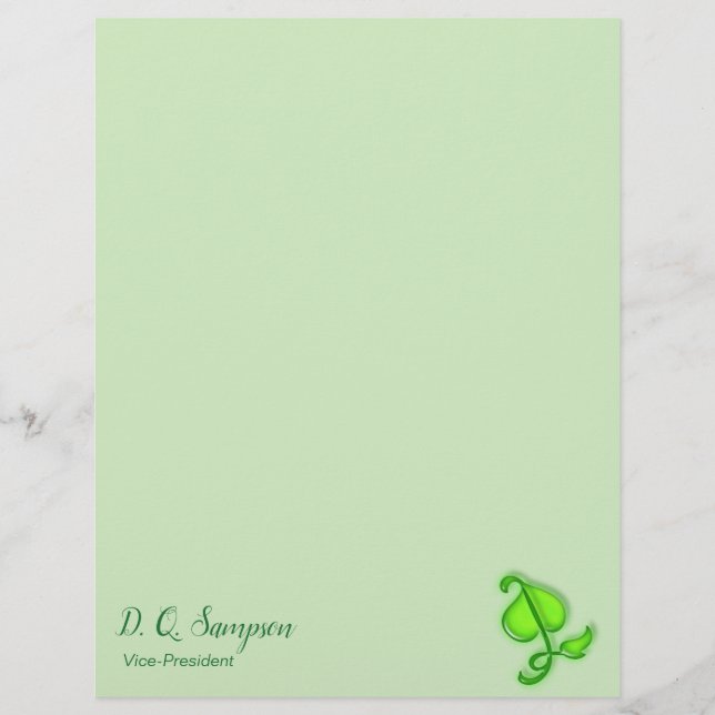Letterhead - Groen 3D-leder met naam (Voorkant)