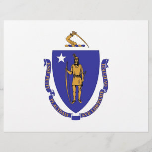 Letterhead met vlag van Massachusetts, Verenigde S