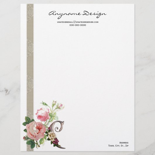 Letterhead Monogram Roos C Briefhoofd Sjabloon (Voorkant)