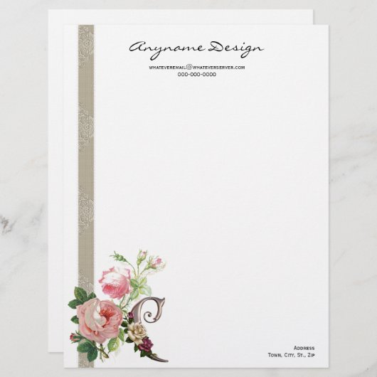 Letterhead Monogram Roos C Briefhoofd Sjabloon (Voorkant / Achterkant)