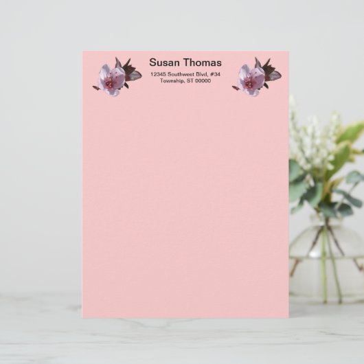 Letterhead - Plum blossom Briefhoofd (Staand voorkant)