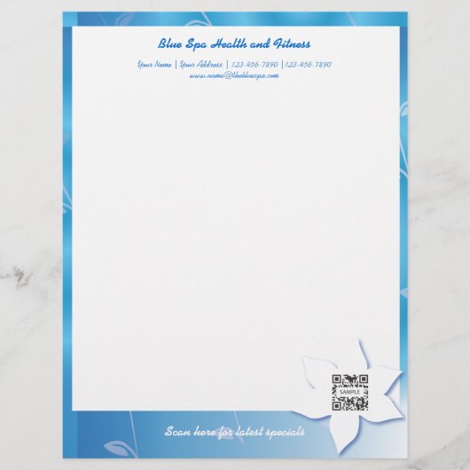 Letterhead Sjabloon Blue Spa Custom Briefhoofd (Voorkant)