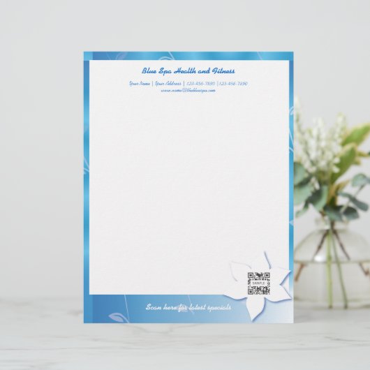 Letterhead Sjabloon Blue Spa Custom Briefhoofd (Staand voorkant)