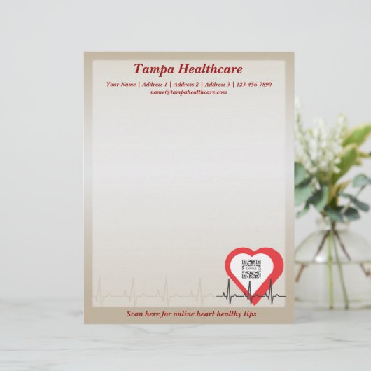 Letterhead Sjabloon Hartgezondheid Custom Briefhoofd (Staand voorkant)