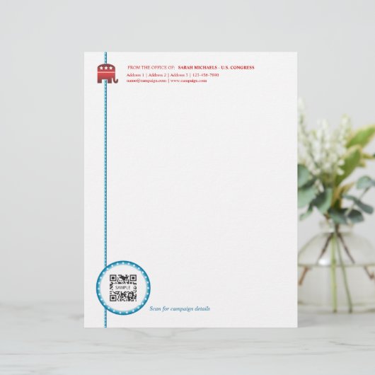 Letterhead Sjabloon Republican Elephant Custom Briefhoofd (Staand voorkant)