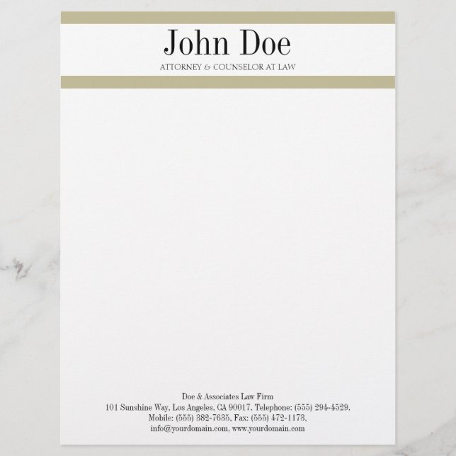 Letterhead Tan Stripes - Matching Visitekaartje Persoonlijk Briefhoofd (Voorkant)