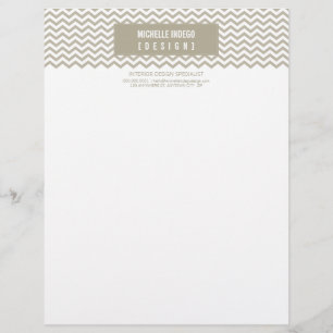 LETTERHEAD trendy bold chevron stripe taupe Briefhoofd Ontwerp
