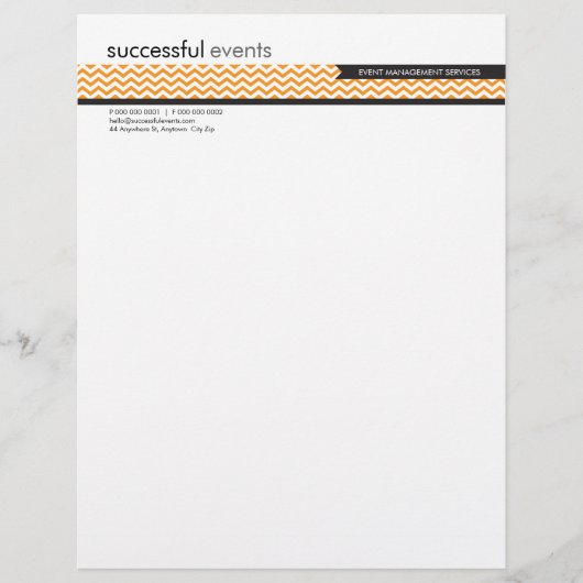 LETTERHEAD trendy vet chevron streep sinaasappel Custom Briefhoofd (Voorkant)