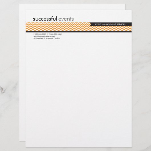 LETTERHEAD trendy vet chevron streep sinaasappel Custom Briefhoofd (Voorkant / Achterkant)