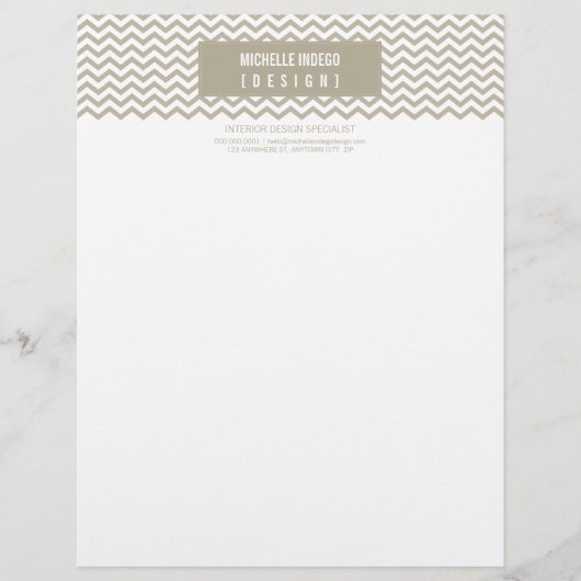 LETTERHEAD trendy vet chevron streep taupe Briefhoofd Ontwerp (Voorkant)