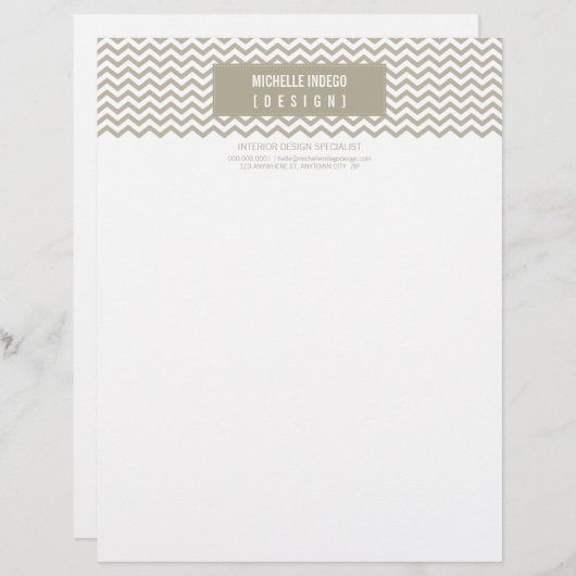 LETTERHEAD trendy vet chevron streep taupe Briefhoofd Ontwerp (Voorkant / Achterkant)