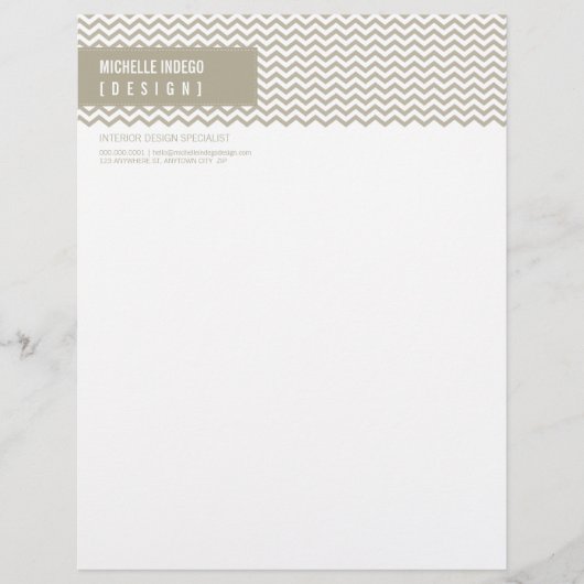 LETTERHEAD trendy vet chevron streep taupe Custom Briefhoofd (Voorkant)