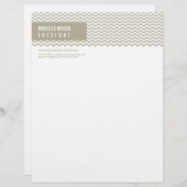 LETTERHEAD trendy vet chevron streep taupe Custom Briefhoofd (Voorkant / Achterkant)
