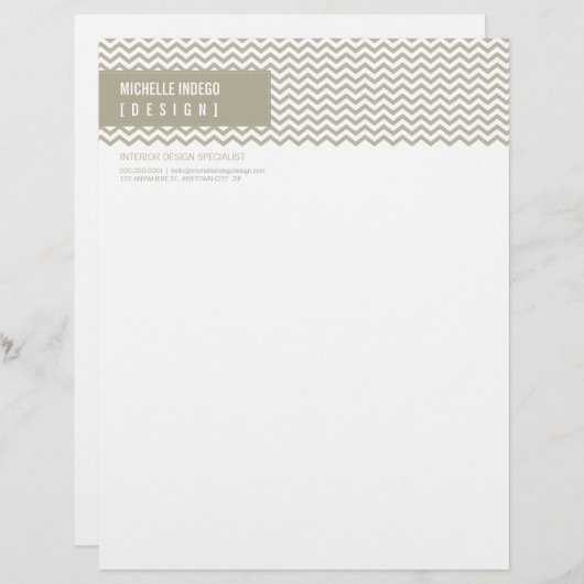 LETTERHEAD trendy vet chevron streep taupe Custom Briefhoofd (Voorkant / Achterkant)