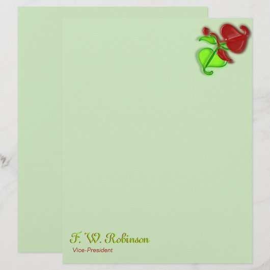 Letterhead - Twee 3D-bladeren met naam (Voorkant / Achterkant)