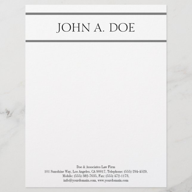Letterhead White Silver - Matches Visitekaartje Gepersonaliseerd Briefhoofd (Voorkant)