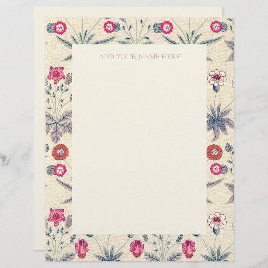 LETTERHEAD : WILLIAM MORRIS : " DAG " BRIEFHOOFD (Voorkant / Achterkant)