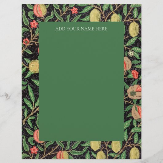 LETTERHEAD : WILLIAM MORRIS : " POMEGRANATEN " BRIEFHOOFD (Voorkant)