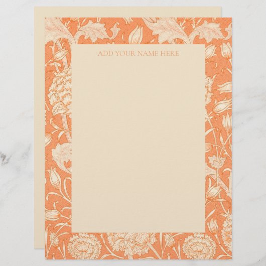 LETTERHEAD : WILLIAM MORRIS : " WILD TULIP " BRIEFHOOFD (Voorkant / Achterkant)