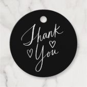 Lettering Dank u harten zwart en wit Bedankjes Labels (Voorkant)