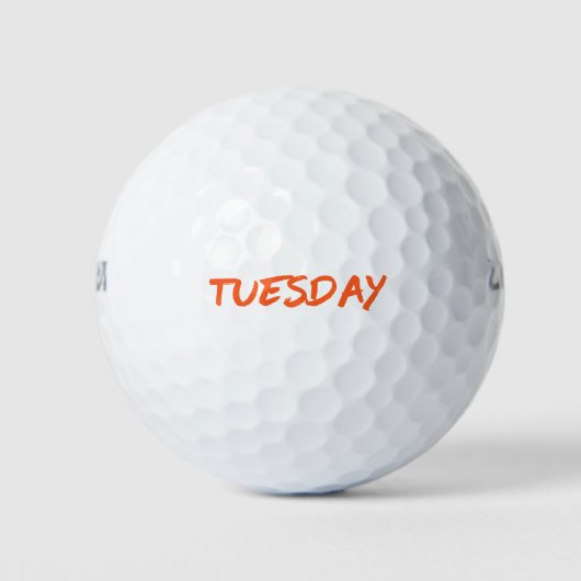 Lettering Design Dinsdag in Sinaasappel Golfballen (Voorkant)